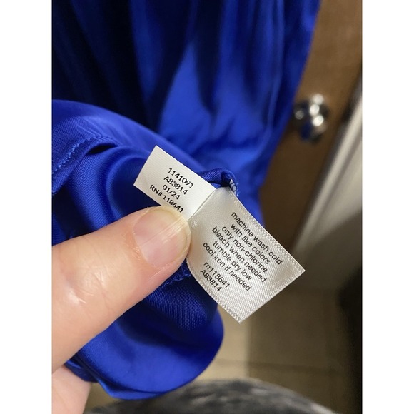 Lane Bryant Satin Smocked-Neck Tie-Waist Dress Royal Blue Sz 24 Flowy Light - Picture 12 of 12